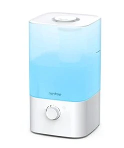 Raydrop® Humidifiers For Bedroom, 2.5L Top Fill Cool Mist Humidifiers For Home, Large Room, Baby, And Plant, Essential Oil Diffuser With Cycling 7 Color Lights, 360° Nozzle, Auto Shut-Off, White