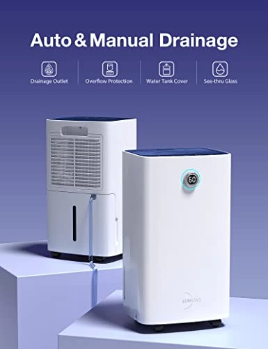 Lumisys 2000 Sq Ft 30 Pints Dehumidifiers For Large Room, Basements, Home, Bathroom, Bedroom, With Auto Or Manual Drainage | 36db Industry Leading Noise Reducing | Air Filter, Three Operation Modes, Rotating Knob 2 Lumisys 2000 Sq Ft 30 Pints Dehumidifiers For Large Room, Basements, Home, Bathroom, Bedroom, With Auto Or Manual Drainage | 36db Industry Leading Noise Reducing | Air Filter, Three Operation Modes, Rotating Knob - Image 2