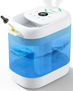 Homvana Humidifiers For Bedroom, 5L Top Fill Cool Mist Vaporizer For Plants Baby Kids For Home (Never Leaking Design), Quiet (23dB) Humidifier For Large Room, 40H Runtime, Auto, Essential Oil Diffuser