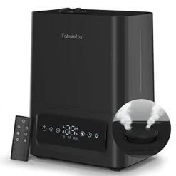 Fabuletta 6L Humidifiers For Bedroom Home, Dual Cool Mist Humidifiers With Led Display And Remote Control, Essential Oil Diffuser, Last Up To 60 Hours Humidifier For Large Room, Auto Shut Off, Black