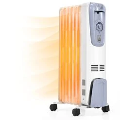 Tangkula Oil Filled Radiator Heater, 1500W Portable Space Heater Radiator With Adjustable Thermostat, 3 Heat Settings, Overheat & Tip-Over Protection, Electric Radiant Heater For Indoor Use