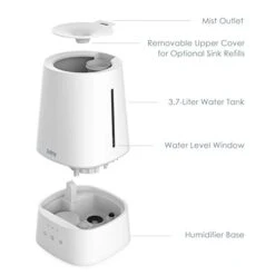 Pure Enrichment® HUME™ Max - Easy Top Fill Ultrasonic Cool Mist Humidifier, 3.7 L (1 Gallon) Tank, 3 Mist Settings + Auto Shut-Off Timer - Ideal For Large Bedrooms, Baby Nurseries And Offices (White) -Solo Stoves Shop 31BYyHNnDrL