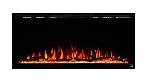 Touchstone 80042 - Sideline Elite Electric Fireplace - 42 Inch Wide - In Wall Recessed - 60 Color Combinations - 1500/750 Watt Heater (68-88°F Thermostat) - Black - Log, Crystals, And Driftwood 1 Touchstone 80042 - Sideline Elite Electric Fireplace - 42 Inch Wide - In Wall Recessed - 60 Color Combinations - 1500/750 Watt Heater (68-88°F Thermostat) - Black - Log, Crystals, And Driftwood