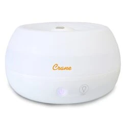 Crane Personal Ultrasonic Cool Mist Humidifier And Aroma Therapy Diffuser, For Home Bedroom Hotels Travel And Office, 0.2 Gallon, Filter Free, White