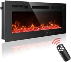 Homajor 36 Inch Electric Fireplace Inserts, Electric Fireplace Wall Mounted, Led Fireplace, Recessed Fireplace, 12 Flame Colors, Remote Control W/Timer -Solo Stoves Shop 31EbpHjvlML. AC