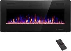 ZAFRO Electric Fireplace 42'' With Remote Control, Recessed Wall Mounted Electric Fireplace With Adjustable 12-Color Flame Brightness & Speed -Solo Stoves Shop 31GZJaH 8eL. AC 1