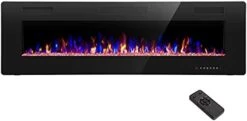 R.W.FLAME 60" Recessed And Wall Mounted Electric Fireplace, Low Noise, Remote Control With Timer,Touch Screen,Adjustable Flame Color And Speed, 750-1500W -Solo Stoves Shop 31I NwqKEbL. AC