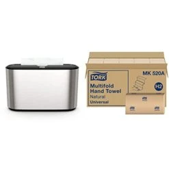 Tork Xpress Hand Towel Dispenser Stainless Steel, Compact For Home Use, Fits H2 Hand Towels & Xpress Soft Multifold Hand Towel White H2, Premium, 4-Panel, 16 X 94 Sheets, MB573 -Solo Stoves Shop 31I268MZzCL