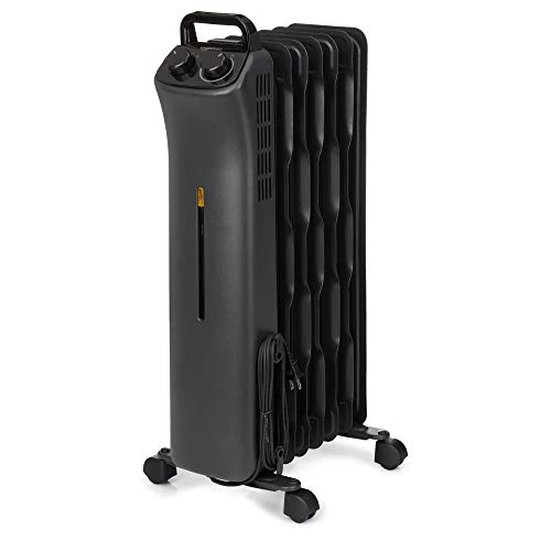Amazon Basics Portable Radiator Heater With 7 Wavy Fins, Manual Control, Black, 1500W, 13.1 X 26.3 X 9.8 In 3 Amazon Basics Portable Radiator Heater With 7 Wavy Fins, Manual Control, Black, 1500W, 13.1 X 26.3 X 9.8 In - Image 3