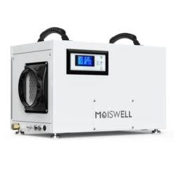 Moiswell 145 Pints Commercial Dehumidifier With Pump, Crawlspace Dehumidifiers With Drain Hose For Compact Tight Basements Large Spaces, 5-Year Warranty