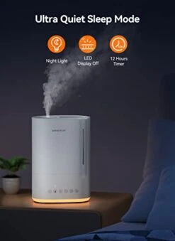 VAGKRI 6L Humidifiers For Large Room, Top Fill Ultrasonic Warm & Cool Mist Humidifiers, Essential Oil Diffuser, Night Light, Sleep Mode, 12H Timer, 5 Mist Levels, Air Vaporizer Up To 60 Hours -Solo Stoves Shop 31SQvubbgAL