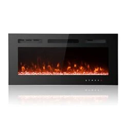 Maxhonor Electric Fireplace Insert Wall Mounted Freestanding Heater With Remote Control, 1500/750W (40inch, Black)
