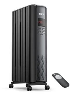 Dreo Radiator Heater, Upgrade 1500W Electric Portable Space Oil Filled Heater With Remote Control, 4 Modes, Overheat & Tip-Over Protection, 24h Timer, Digital Thermostat, Quiet, Indoor
