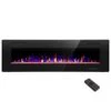 R.W.FLAME 60" Recessed And Wall Mounted Electric Fireplace, Low Noise, Remote Control With Timer,Touch Screen,Adjustable Flame Color And Speed, 750-1500W