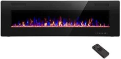 R.W.FLAME 60" Recessed And Wall Mounted Electric Fireplace, Low Noise, Remote Control With Timer,Touch Screen,Adjustable Flame Color And Speed, 750-1500W -Solo Stoves Shop 31ZEI57l38L. AC