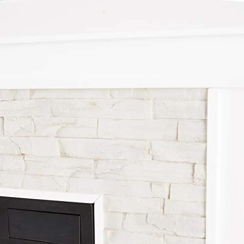 Canyon Heights Faux Stacked Stone Electric Fireplace - White 6 Canyon Heights Faux Stacked Stone Electric Fireplace - White - Image 6