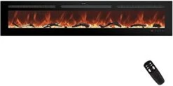 Kentsky 60 Inches Electric Fireplace Inserts, Recessed And Wall Mounted Fireplace Heater, Linear Fireplace W/Thermostat, Remote & Touch Screen, Multicolor Flame, Timer, Logs & Crystal, 750W/1500W -Solo Stoves Shop 31cZNmvvs2L. AC