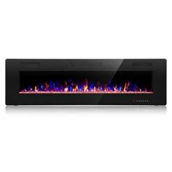Crzoe Electric Fireplace, Recessed And Wall Mounted Fireplace Heater With Remote Control, Timer, Adjustable Flame Color And Speed, 750w/1500w Electric Fireplace Inserts