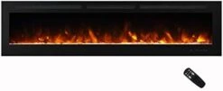Masarflame 42" Recessed Electric Fireplace Insert, 5 Flame Settings, Log Set Or Crystal Options, Temperature Control By Touch Panel & Remote, 750/ 1500W Heater, Black -Solo Stoves Shop 31fgxCtgJgL. AC