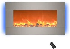 31-Inch Electric Fireplace - Front Vent, Wall Mounted, 13 Backlight Colors, Adjustable Heat And Remote Control By Lavish Home (Silver) -Solo Stoves Shop 31g304WECnL. AC