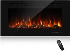 Masarflame 42" Recessed Electric Fireplace Insert, 5 Flame Settings, Log Set Or Crystal Options, Temperature Control By Touch Panel & Remote, 750/ 1500W Heater, Black -Solo Stoves Shop 31gmO80HeiS. AC