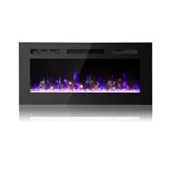 PAOLFOX 36 Inch Electric Fireplace Insert,Wall Mounted,Wall Fireplace Electric With Remote Control,Linear Fireplace,Led Fireplace Recessed,12 Flame Colors