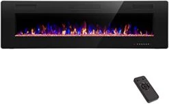 ZAFRO Electric Fireplace 42'' With Remote Control, Recessed Wall Mounted Electric Fireplace With Adjustable 12-Color Flame Brightness & Speed -Solo Stoves Shop 31iyfPNTUVL. AC
