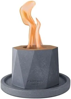 Kante 5.1 In. W Octagonal Portable Concrete Rubbing Alcohol Small Tabletop Fire Pit With Metal Extinguisher And 6 In. Dark Gray Base, Ethanol Fireplace, Indoor Table Top Fire Pit Bowl Pot -Solo Stoves Shop 31kjWkbJWL. AC