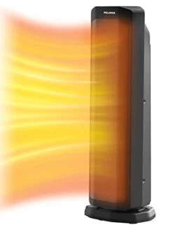 Pelonis 1500W Tower Space Heater For Indoor Use In With Oscillation, Remote Control, Programmable Thermostat, Timer, Touch Screen, Tip-over Switch And Overheat Safety Protection, Black PTH21ERLBB