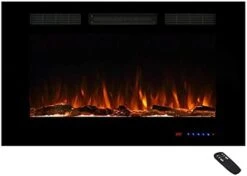 Masarflame 42" Recessed Electric Fireplace Insert, 5 Flame Settings, Log Set Or Crystal Options, Temperature Control By Touch Panel & Remote, 750/ 1500W Heater, Black -Solo Stoves Shop 31pDzA8QCIS. AC
