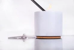 MTAPF® Tabletop Firepit Indoor/Outdoor Table Top Fire Pit With Skewers Smokeless Tabletop Fireplace Bio Ethanol Fuel Real Flame For Balcony, Smores, Includes 2nd Wick(4.6x4.6, White)