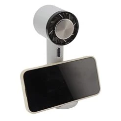 Hand Held Cooling Fan, Pocket Fan Removable Base Built In Semiconductor Cooler 2200mah Rechargeable Battery Quick Cooling For Office For Kids (Grey)