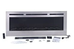 Touchstone Sideline Deluxe™ - Stainless Steel Electric Fireplace - 50 Inch Wide - In Wall Recessed - 5 Flame Settings - Multiple Color Flame - 1500W Heater - Log & Crystal Hearth Options- 86273 -Solo Stoves Shop 31ufJmfI2SL