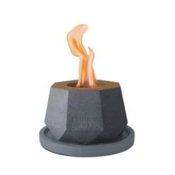 Kante 5.1 In. W Octagonal Portable Concrete Rubbing Alcohol Small Tabletop Fire Pit With Metal Extinguisher And 6 In. Dark Gray Base, Ethanol Fireplace, Indoor Table Top Fire Pit Bowl Pot