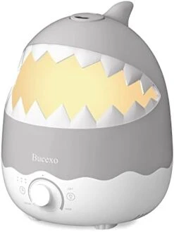 Bucexo Humidifiers For Baby Kids Bedroom - 1.6L Ultrasonic Cool Mist Humidifier For Nursery,3 In 1 Humidifier With Diffuser,nightlight,Timer,BPA Free,Shark -Solo Stoves Shop 31zFZ30nABL. AC
