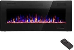 R.W.FLAME 60" Recessed And Wall Mounted Electric Fireplace, Low Noise, Remote Control With Timer,Touch Screen,Adjustable Flame Color And Speed, 750-1500W -Solo Stoves Shop 31zNsxywhjL. AC