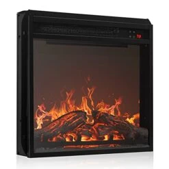 BELLEZE 18" Electric Fireplace Insert, Recessed Fireplace Heater With Remote Control, Indoor Fireplace Heater With Adjustable Brightness, Timer, Automatic Temperature Control, Black