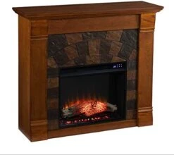 SEI Furniture Elkmont Earth Tone Tile Electric Fireplace, Salem Antique Oak -Solo Stoves Shop 411kuH6ZSQL. AC