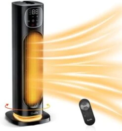 Grelife 24" Space Heater, 75° Oscillating Electric Heater With Night Light, Remote, Overheat & Tip-over Protection, ECO Mode, 12H Timer, Thermostat, 1500W Portable Heater For Indoor Use, Office, Home -Solo Stoves Shop 412mahWXCjL. AC