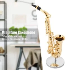 Miniature Trumpet Saxophone Replica, Gold Plated Musical Instrument Model With Case And Stand, Instruments Christmas Music Lovers Gift, Mini Saxophone Modle Home Ornaments -Solo Stoves Shop 413MQf6Om3L