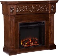 SEI Furniture Calvert Electric Carved Floral Trim Fireplace, Espresso (AMZ8729EF) -Solo Stoves Shop 413r8jCTibS. AC
