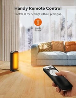 Space Heater, PARIS RHÔNE 16‘’ Space Heater For Indoor Use, 1500W 2S Heating Electric Heater With Remote, 12H Timer, 70°Oscillation, Tip-Over Protection, Ceramic Heater With Thermostat For Bedroom -Solo Stoves Shop 4151Ly4qbAL