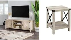 Walker Edison Georgetown Modern Farmhouse Double Barn Door Fireplace TV Stand For TVs Up To 65 Inches, 58 Inch, Rustic Oak -Solo Stoves Shop 4178LKx0DL. AC