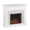 Seneca Electric Media Fireplace - White W/White Faux Stone