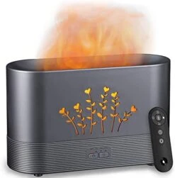 PLUWEL Flame Aroma Diffuser Humidifier,Auto-Off 300ml Essential Oil Diffuser For Large Room, Adjustable Brightness Air Humidifier With Timer For Home Office Spa Gym (Wood Grain) -Solo Stoves Shop 418x6CMcn L. AC