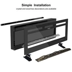 Electric Fireplace 50 Inch, Home4me Fireplace Heater Freestanding, Recessed And Wall Mounted Fireplace 750/1500W, Remote Control With Timer, Touch Screen, Low Noise, 12 Adjustable Flame Colors -Solo Stoves Shop 419kevsPn4L