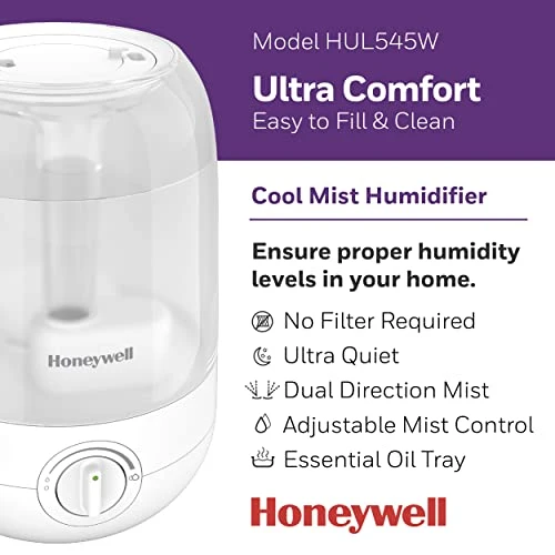 Honeywell Ultra Comfort Cool Mist Humidifier, White – Cool Mist Humidifier For Bedroom Or Office , 1.0 Gallon 2 Honeywell Ultra Comfort Cool Mist Humidifier, White – Cool Mist Humidifier For Bedroom Or Office , 1.0 Gallon - Image 2
