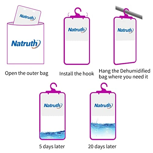 NATRUTH 12-PACK Moisture Absorber Bags With Lavender,Desiccant Hanging Bag Use For Kitchen Bathroom Wardrobe, Eliminates Odors,Odor Absorber Humidity Packs, Hanging Closet Dehumidifier Bags For Closet 4 NATRUTH 12-PACK Moisture Absorber Bags With Lavender,Desiccant Hanging Bag Use For Kitchen Bathroom Wardrobe, Eliminates Odors,Odor Absorber Humidity Packs, Hanging Closet Dehumidifier Bags For Closet - Image 4