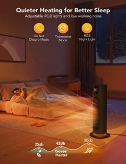 Govee Smart Space Heater For Indoor Use, 1500W Ceramic Tower Heater With Thermostat APP&Voice Control, Quiet Portable Electric Heater With RGB Night Light For Large Rooms, Bedroon, Office -Solo Stoves Shop 41A6zI5teFL
