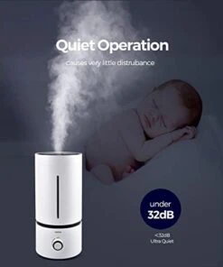 Raydrop® Cool Mist Humidifiers For Home Babies, 1.70 L Quiet And Small Ultrasonic Humidifier For Bedroom Nightstand, Space Saving, Auto Shut Off - (0.45 Gallon, US 110 V) -Solo Stoves Shop 41AVrMHzsYL
